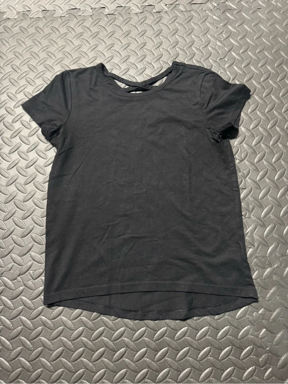 Old Navy Girls Black Softest Tee Criss Cross Back Top Size L 10-12